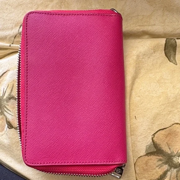 Tory Burch Hot Pink Saffiano Zip-Around Wallet - Picture 3 of 3